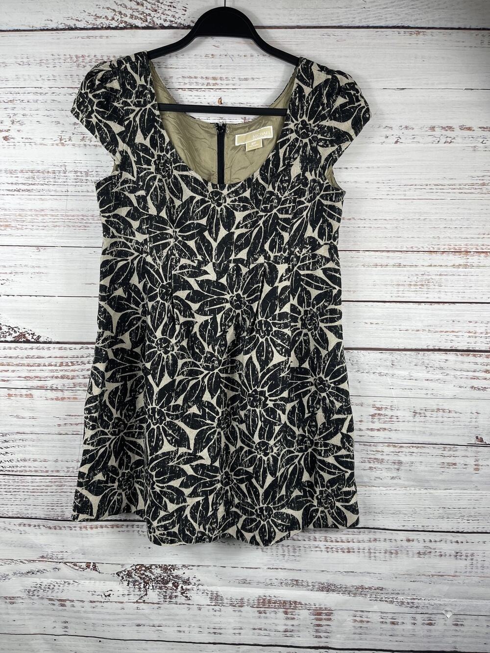 Michael Michael Kors Dress Women's Size 6P Floral Linen Cap Sleeve A-Line